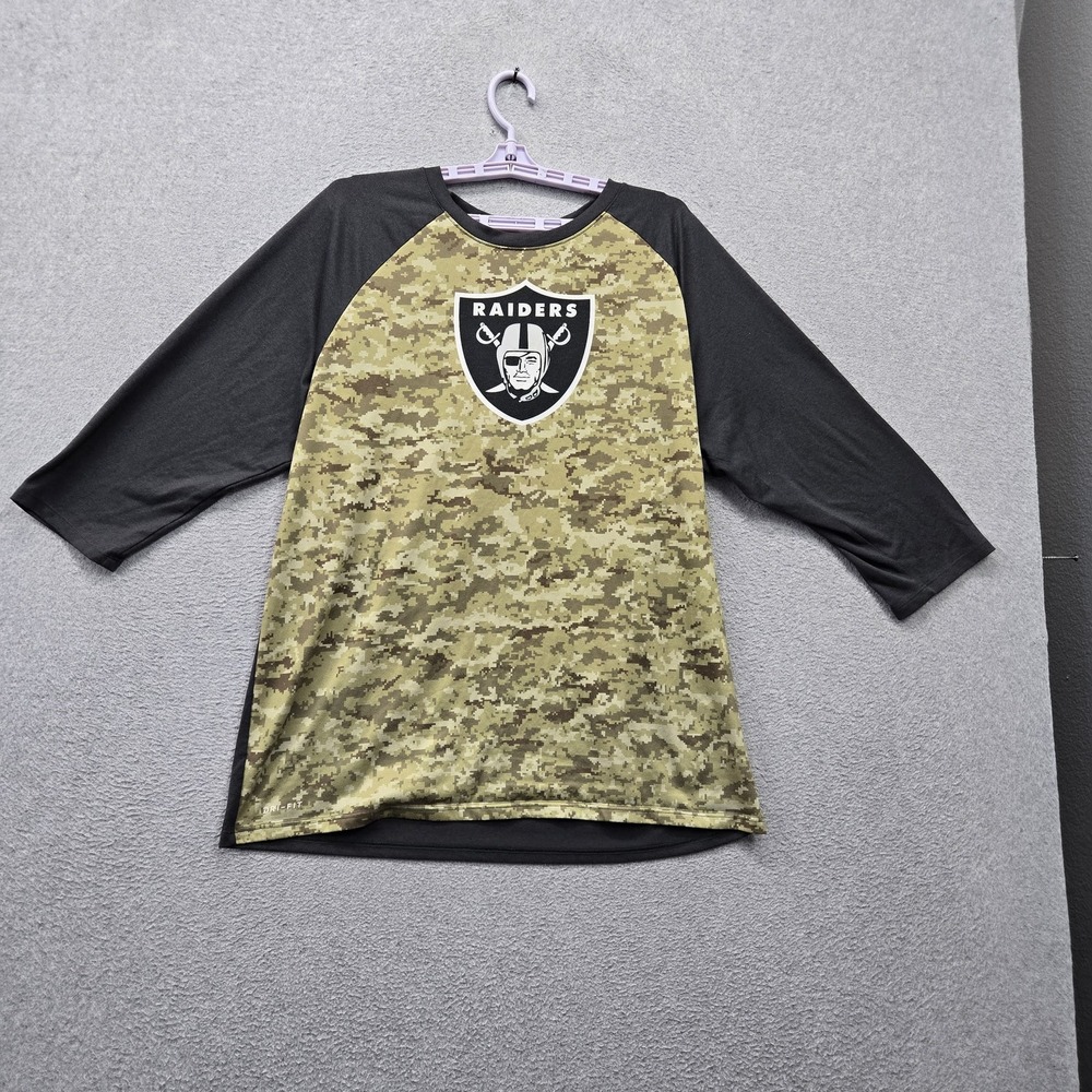 Las Vegas Raiders Men Shirt XL Green Nike Camouflage Team Logo Dri-Fit On Field